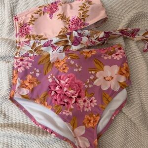 Floral Pink and Purple Bikini Set